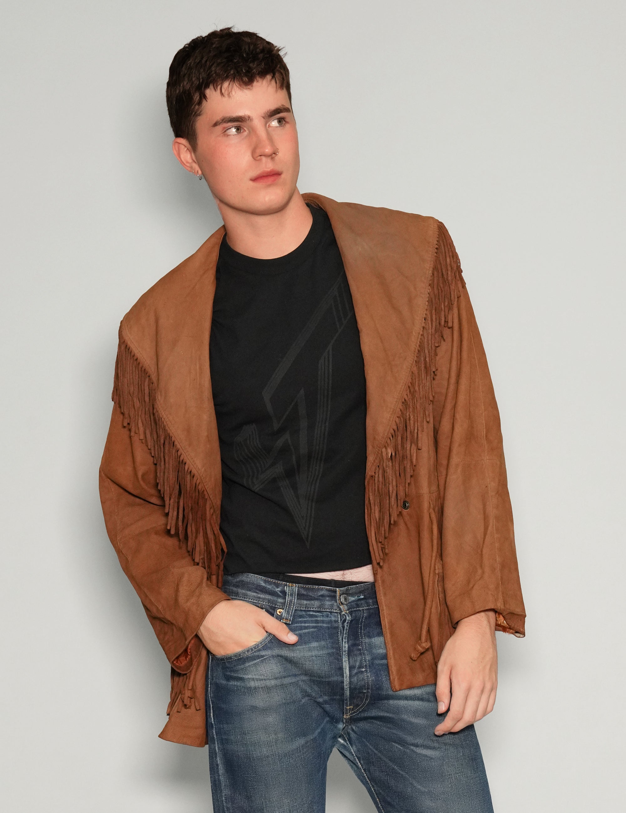 Wide Lapel Tassel Cowboy Jacket