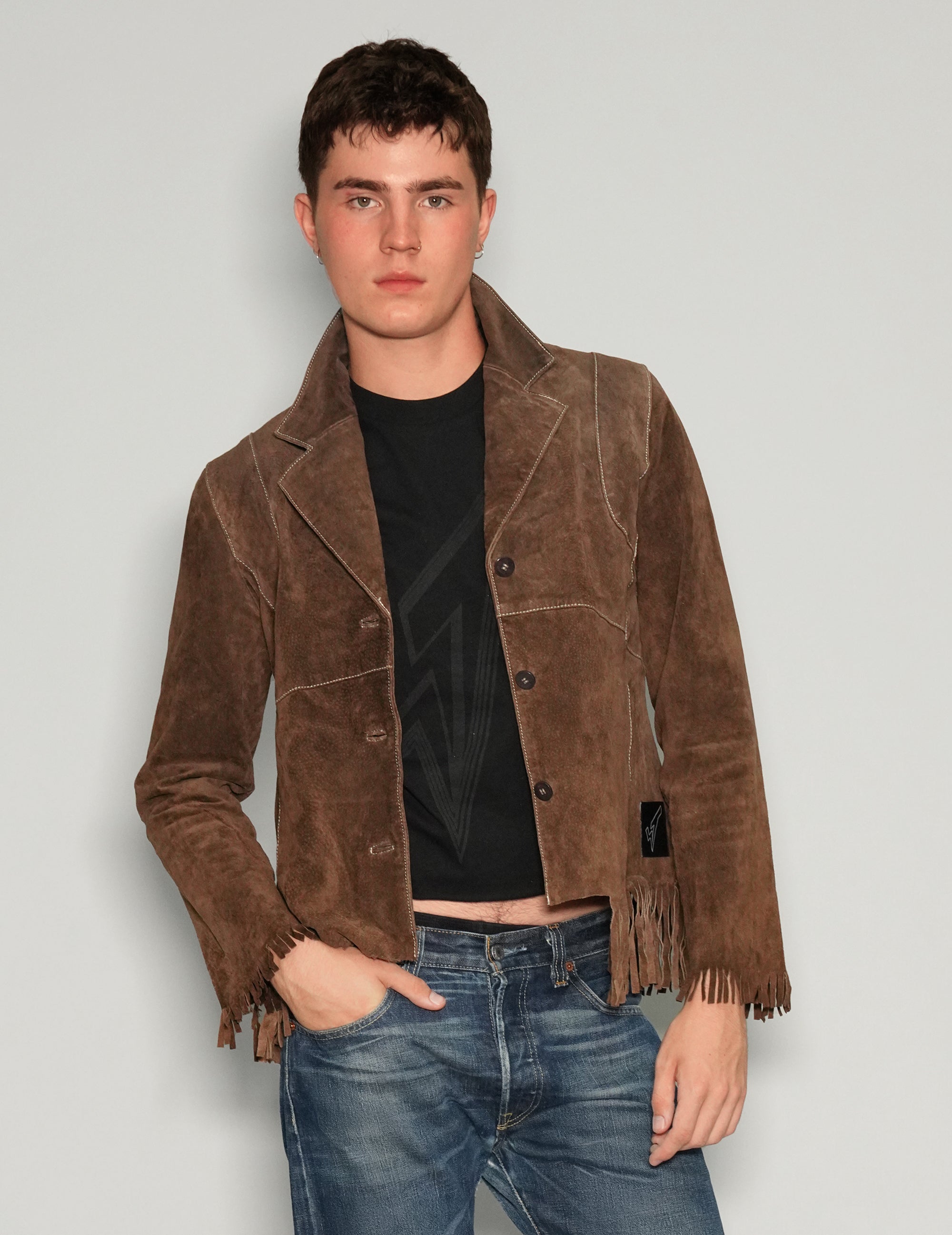Dark Suede Tassel Cowboy Jacket.
