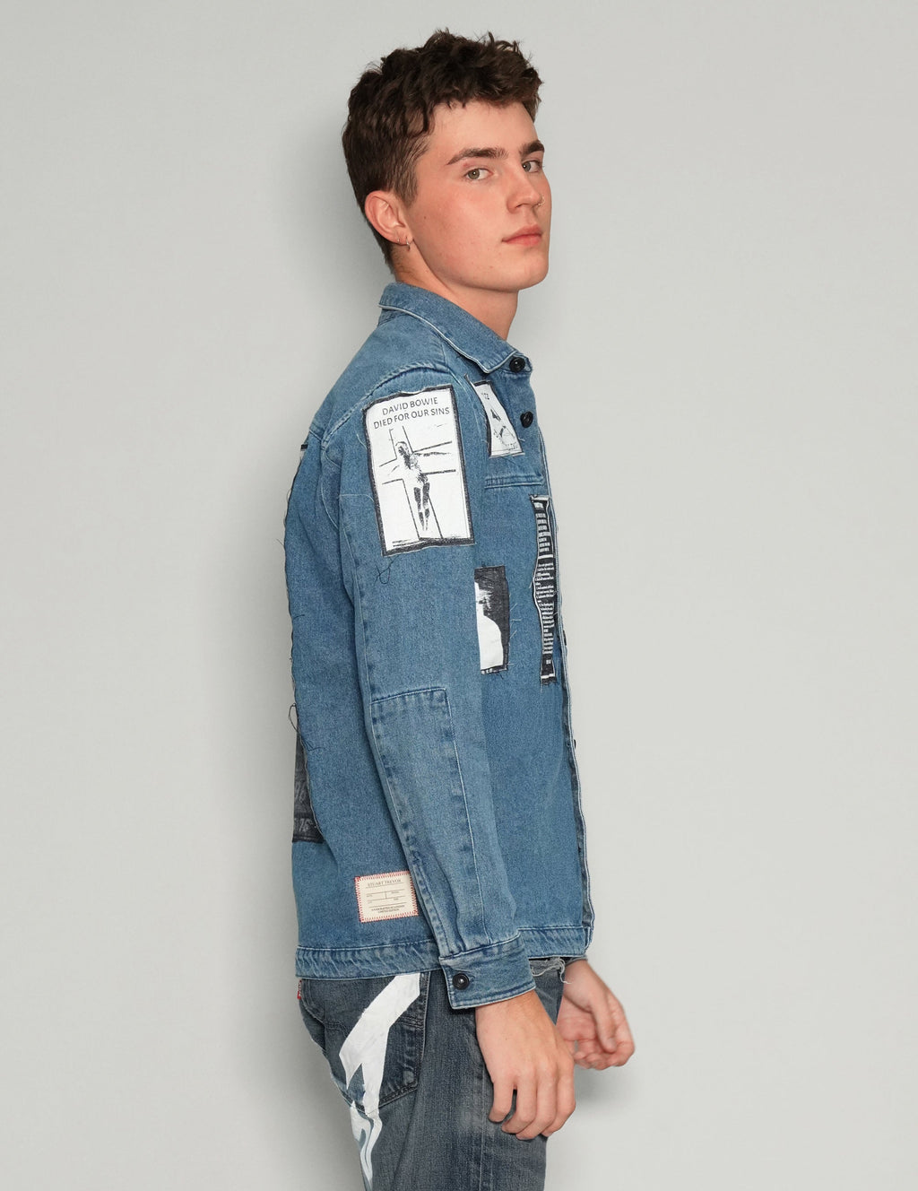 Patched Denim Shirt in Blue