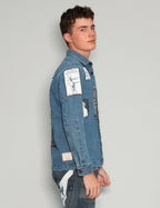 Patched Denim Shirt in Blue