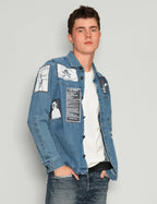 Patched Denim Shirt in Blue