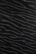 Louche Krystel Zebra Devore Feather Trim Midi Dress Black