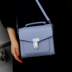 Handmade Leather Sugarcube Handbag - Lilac Grey
