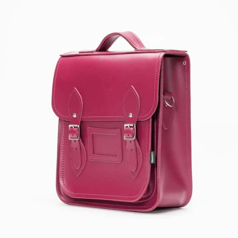 Handmade Leather City Backpack - Magenta Plus