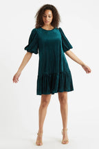 Louche Meloe Velvet Stripe Tiered Mini Dress