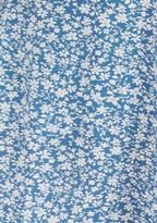 Kiyo Micro Blossom Print Midi Skirt In Blue