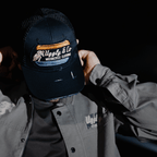 Black Flat Track Trucker Hat