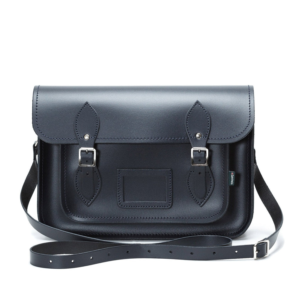 Handmade Leather Satchel - Navy Blue