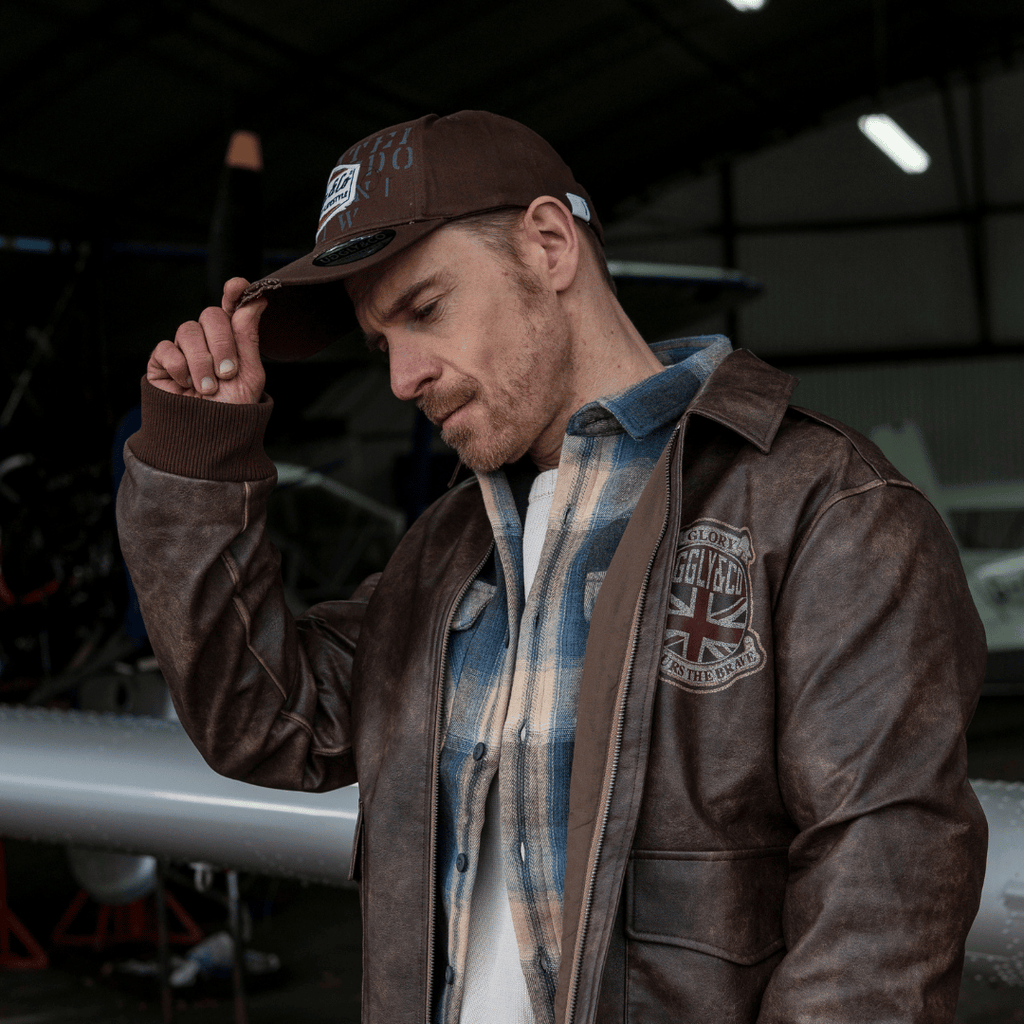 Brown 'Aviation' Diamond Trucker Hat