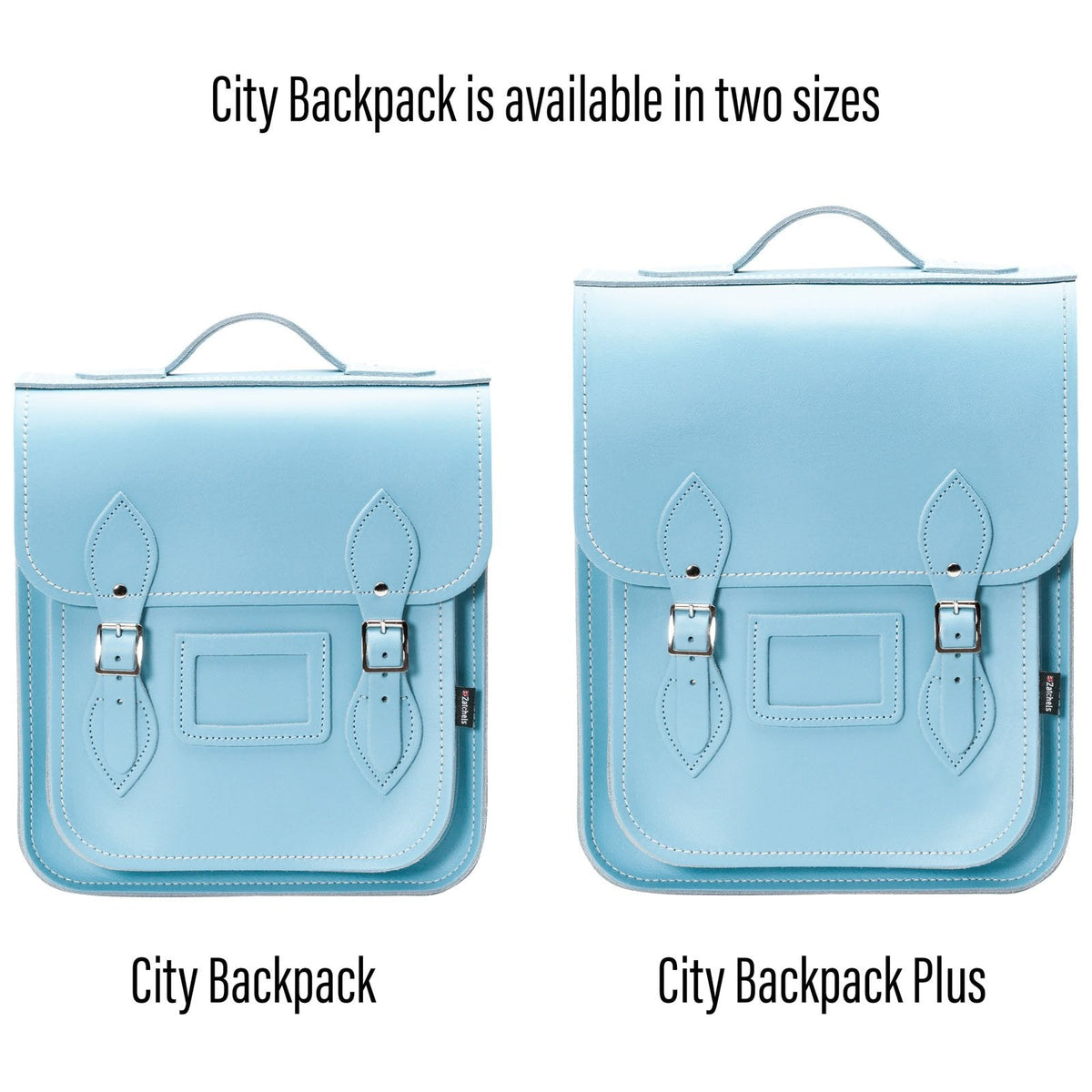 Handmade Leather City Backpack - Pastel Baby Blue Plus