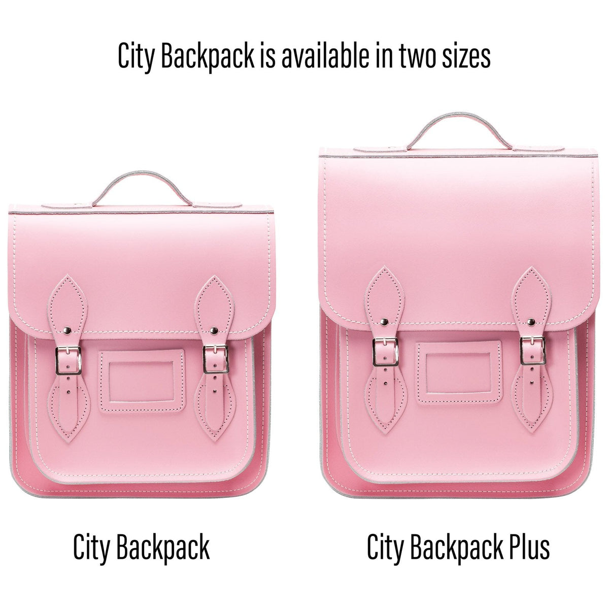 Handmade Leather City Backpack - Pastel Pink Plus