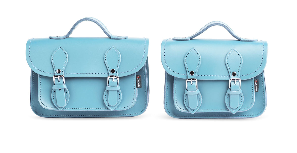 Handmade Leather Micro Satchel - Pastel Baby Blue Plus