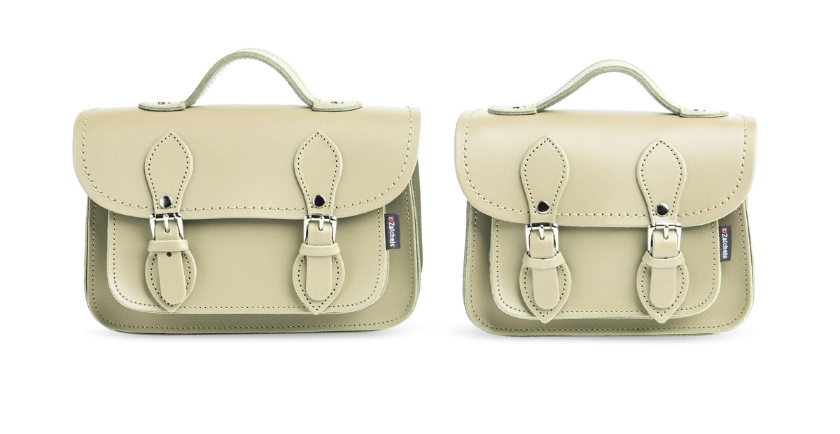 Handmade Leather Micro Satchel - Pastel Cream Plus
