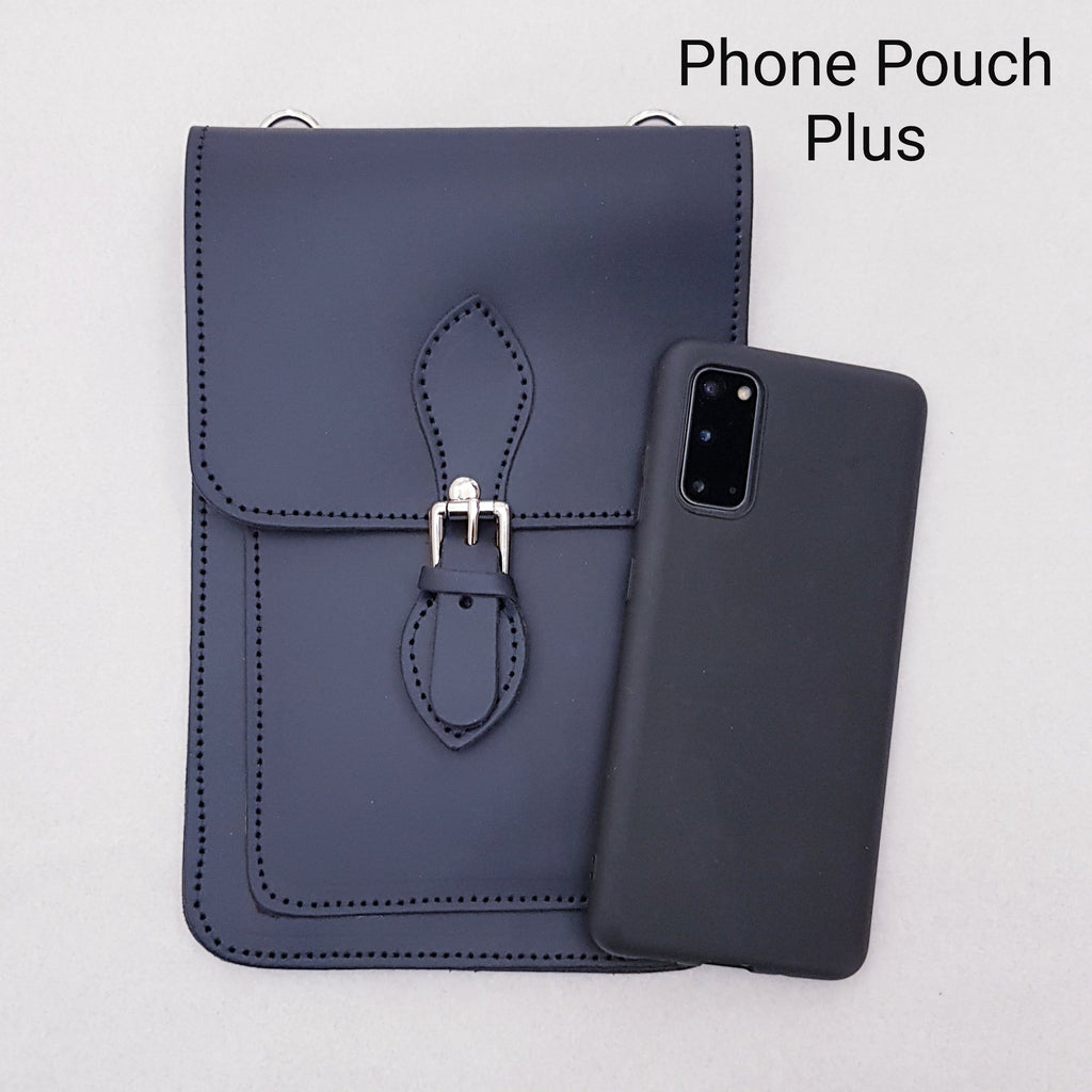 Handmade Leather Mobile Phone Pouch Plus - Purple