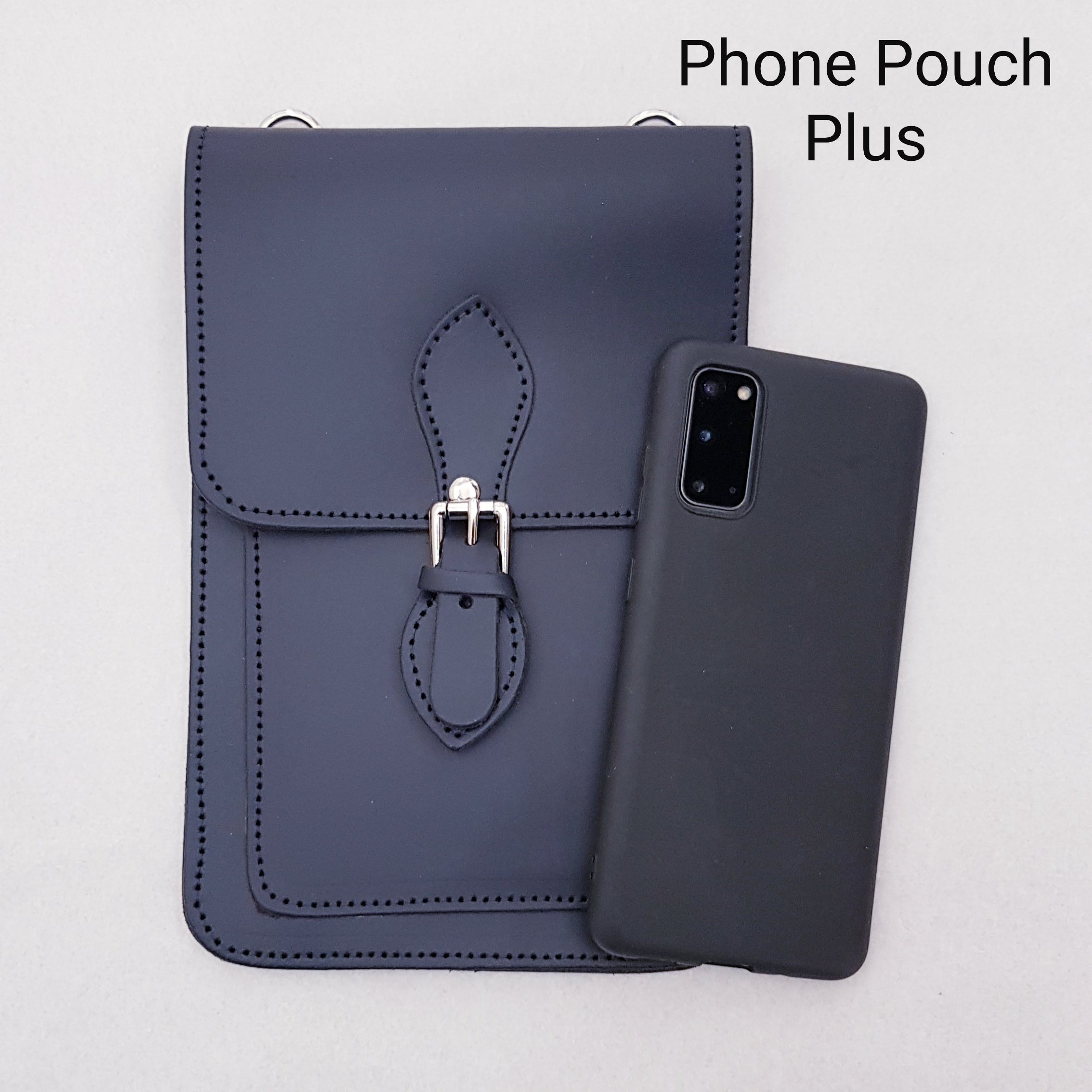 Handmade Leather Mobile Phone Pouch Plus - Purple