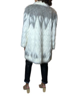 Original 1970's Vintage White / Grey Fox Faux Fur Coat UK 8 - 16