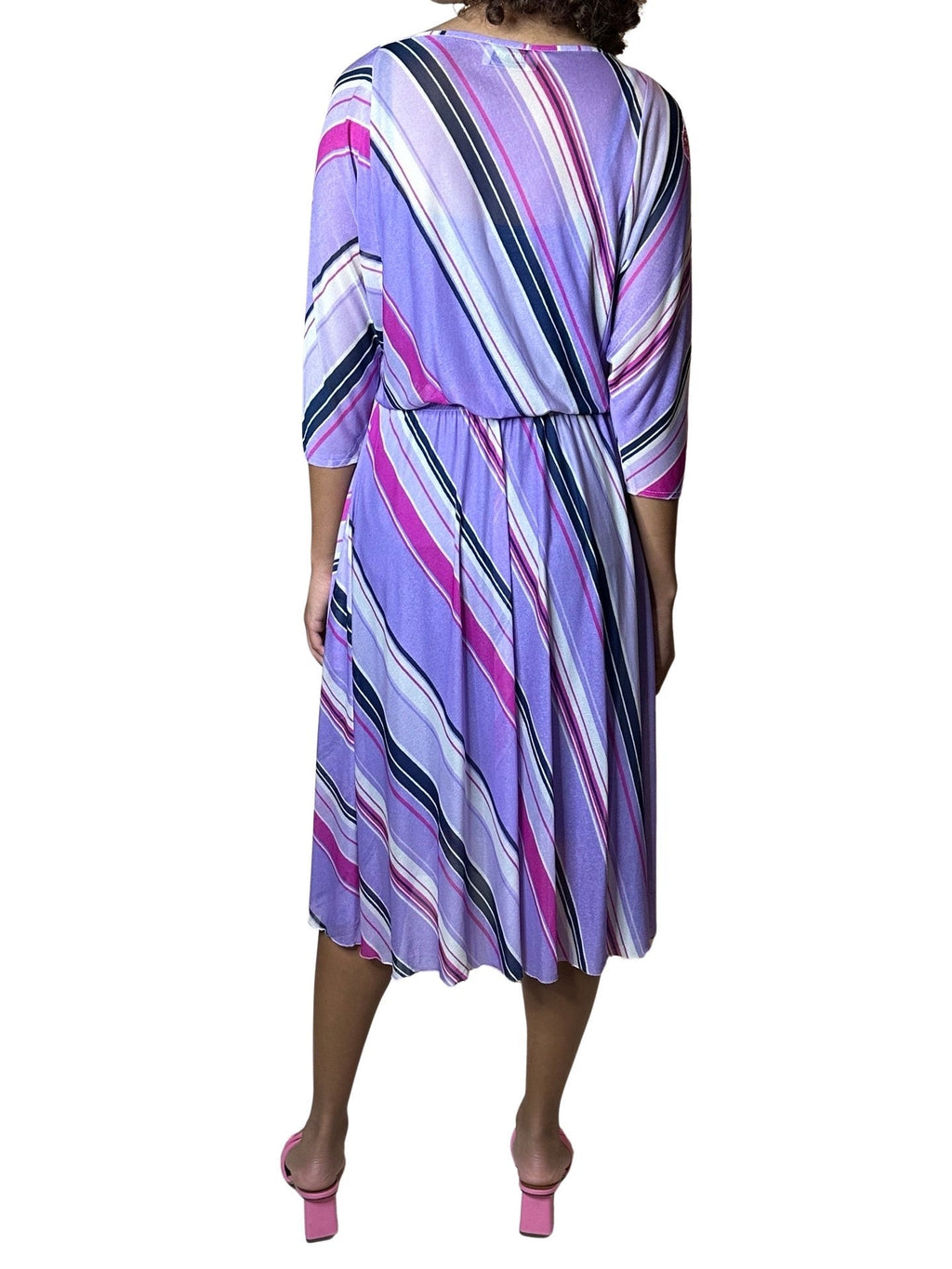Original 1970's Vintage Virginie Paris Purple Slinky Dress UK 8 - 12