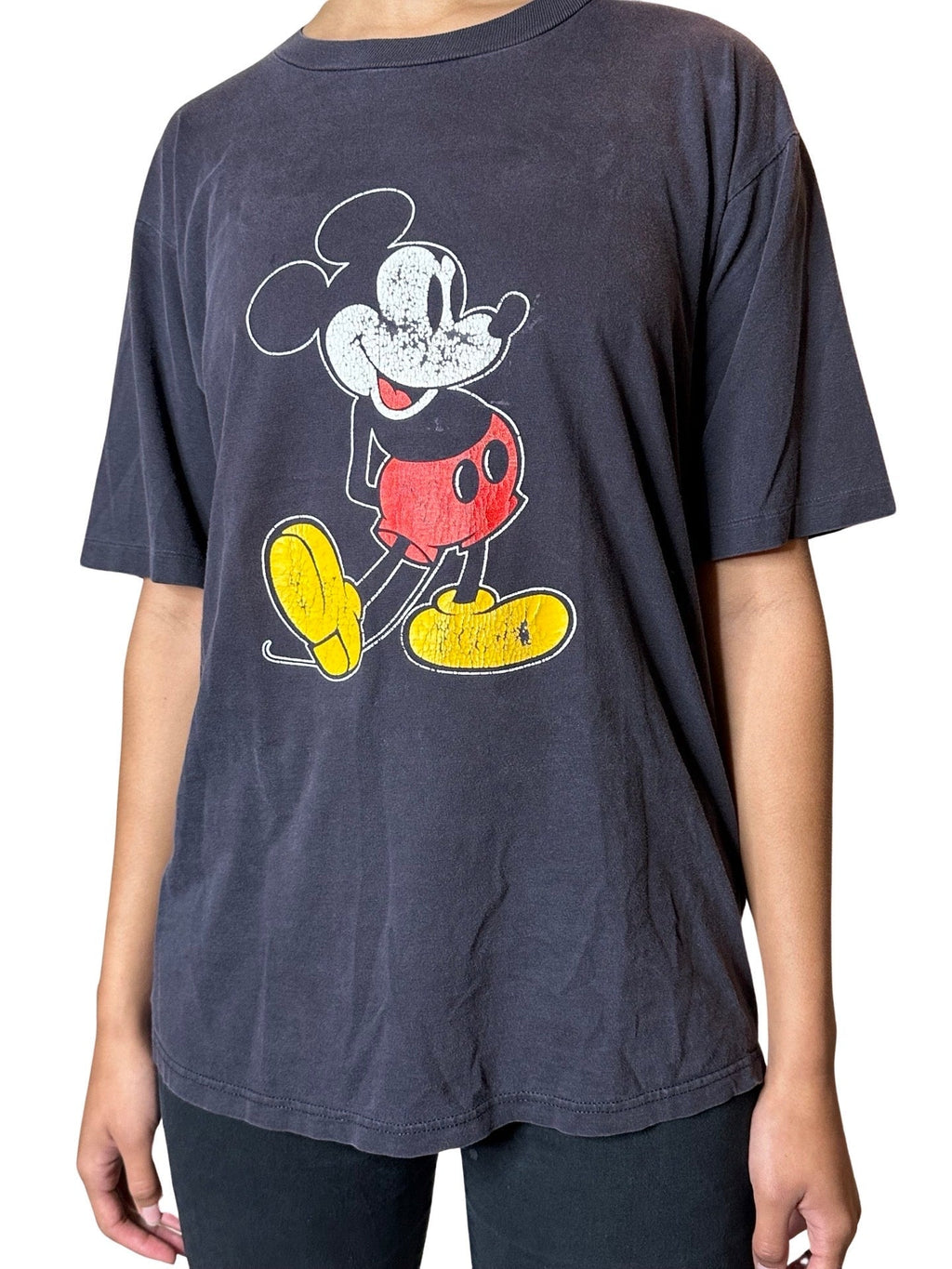 Original Vintage 1980's Mickey Mouse Black T Shirt UK 8 - 12