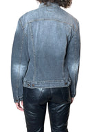 Original 1990's Vintage Grey Washed Out Denim Levis Jacket UK 8 - 12