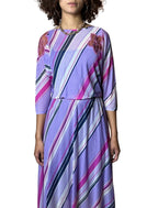 Original 1970's Vintage Virginie Paris Purple Slinky Dress UK 8 - 12