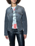 Original 1990's Vintage Grey Washed Out Denim Levis Jacket UK 8 - 12