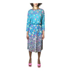 Original Vintage Virginie Paris Turquoise Floral Print Dress UK 8 - 12