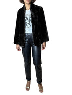 Original Vintage 1970's Dark Brown Faux Fur Coat UK 8 - 12