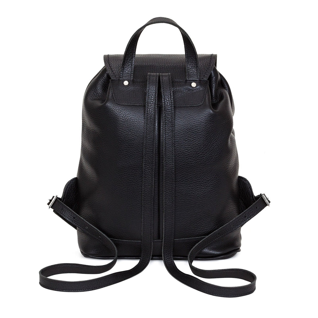 Soft Leather Backpack - Black & White Striped