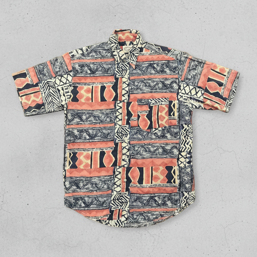 Vintage Casual Club Patterned Patterned Shirt Blue/Pink Medium