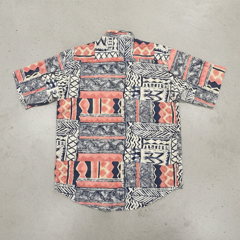 Vintage Casual Club Patterned Patterned Shirt Blue/Pink Medium