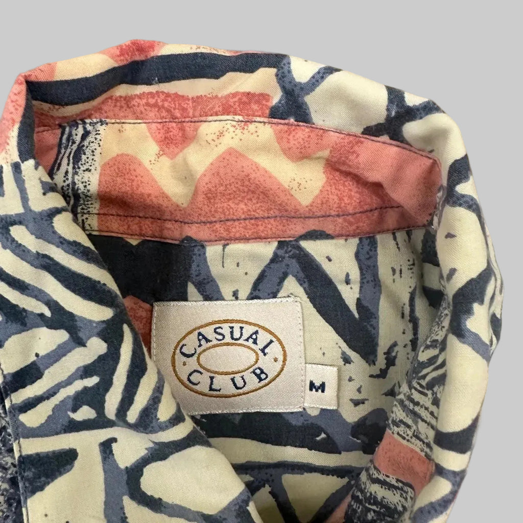 Vintage Casual Club Patterned Patterned Shirt Blue/Pink Medium