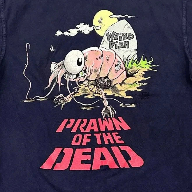 Vintage Weird Fish Prawn Of The Dead T-Shirt Navy Small