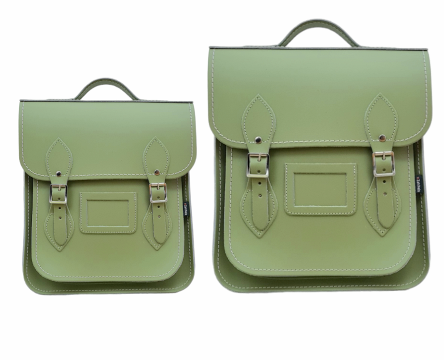 Handmade Leather City Backpack - Sage Green Plus
