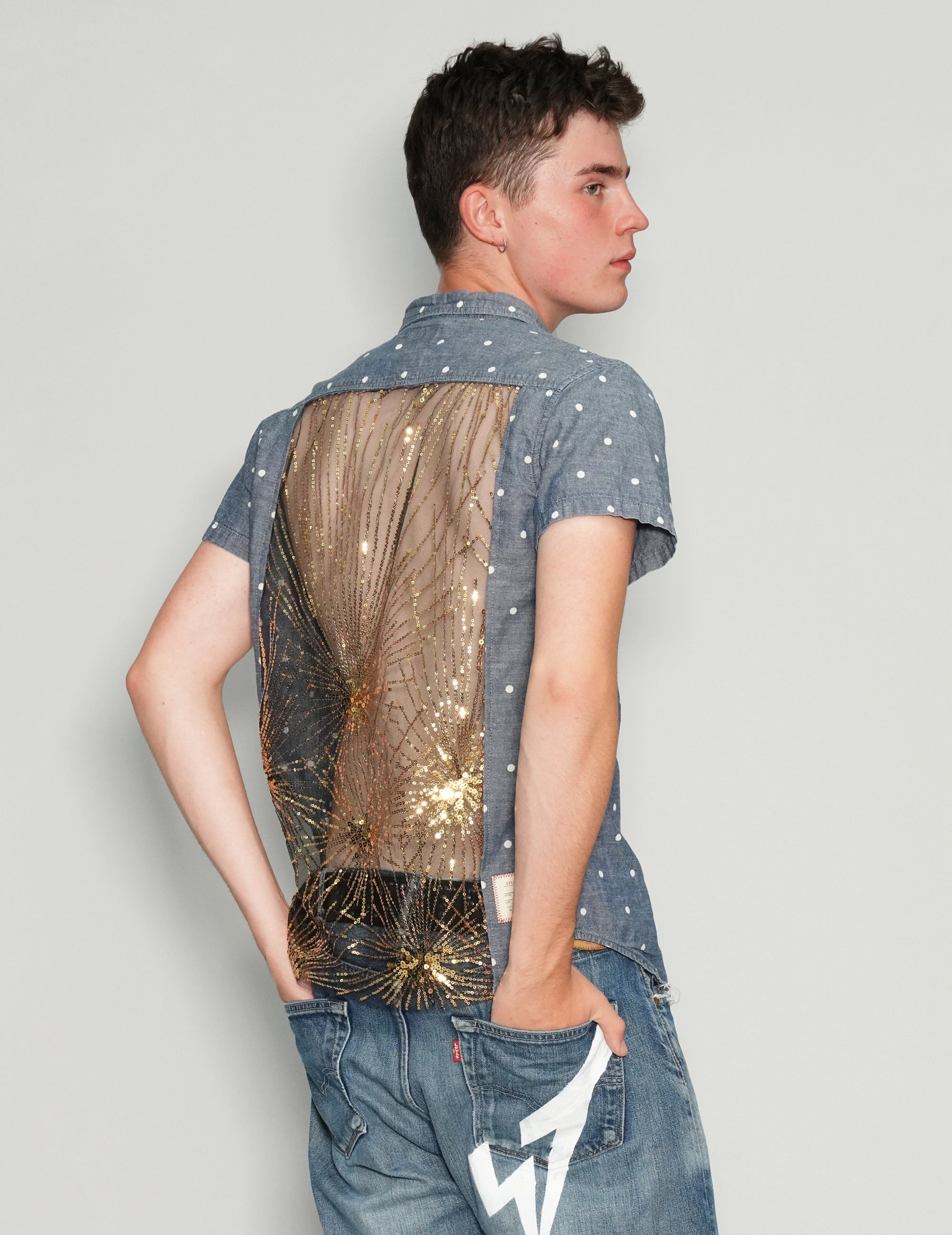 Party Back Polka-Dot Short Sleeve Shirt