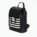 Soft Leather Backpack - Black & White Striped