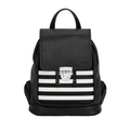 Soft Leather Backpack - Black & White Striped