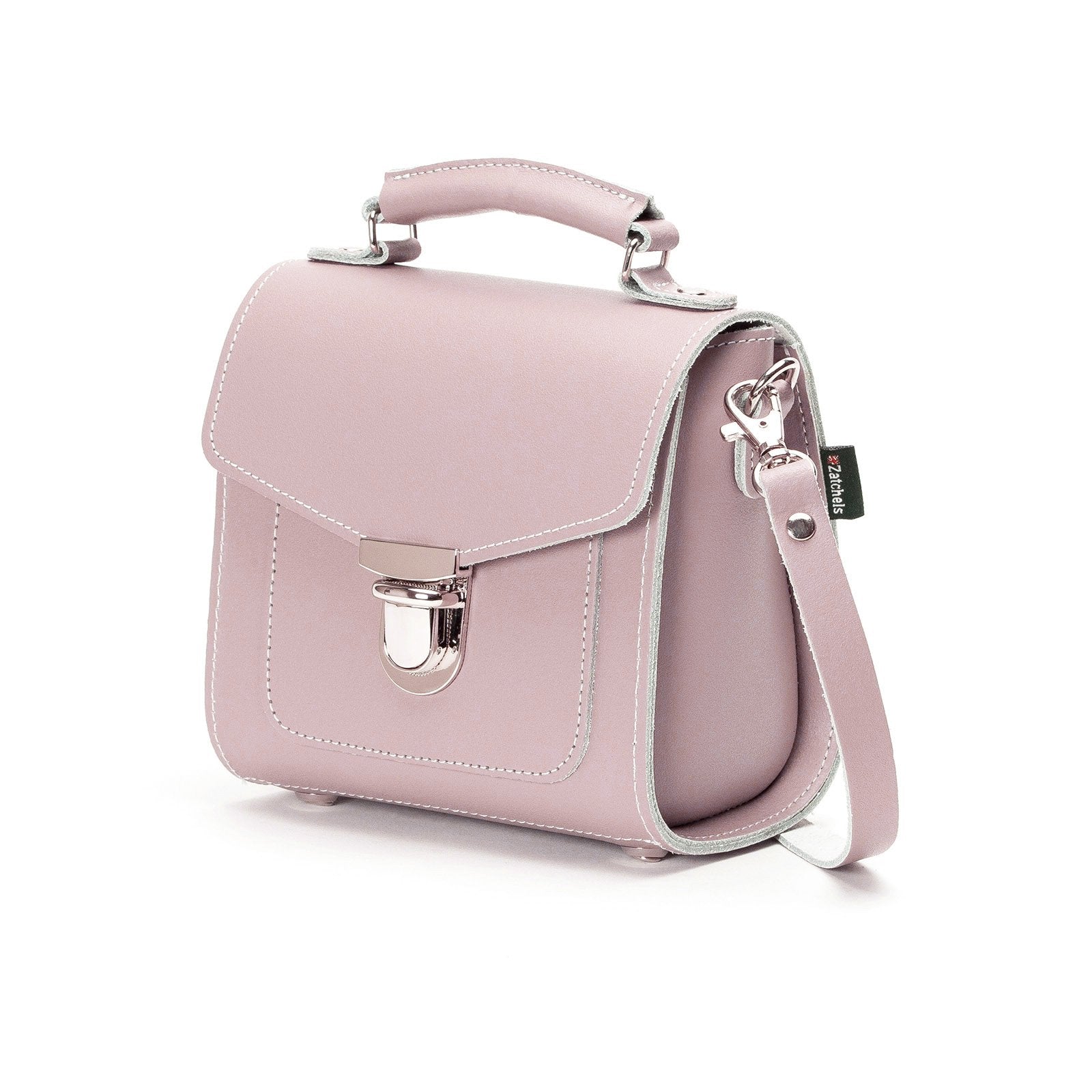 Handmade Leather Sugarcube Handbag - Rose Quartz
