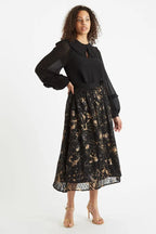 Louche Tuppence Statement Collar Long Sleeve Blouse Black