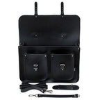 Twin Pocket Executive Handmade Leather Satchel - Black