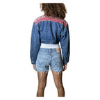 Original Vintage 1980's Denim & Floral Patch Jacket UK 8 - 10