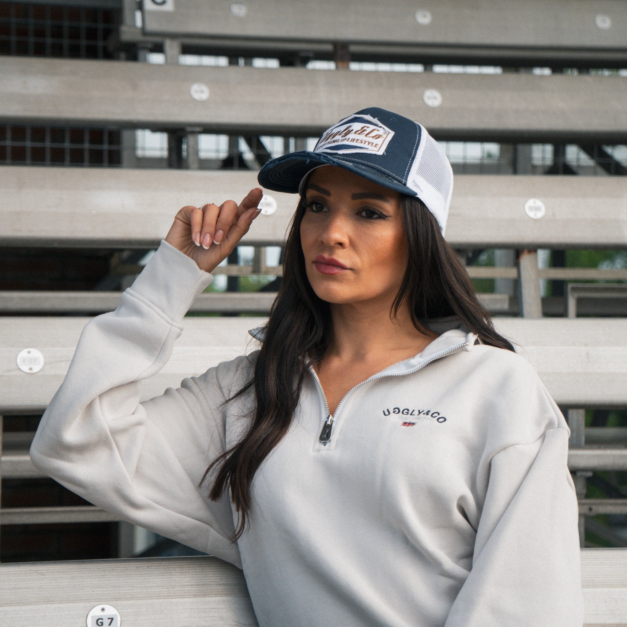 Night Blue & Gold Diamond Trucker Hat