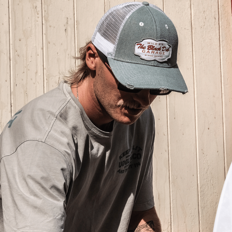 The Black Dub Garage Denim Trucker Hat