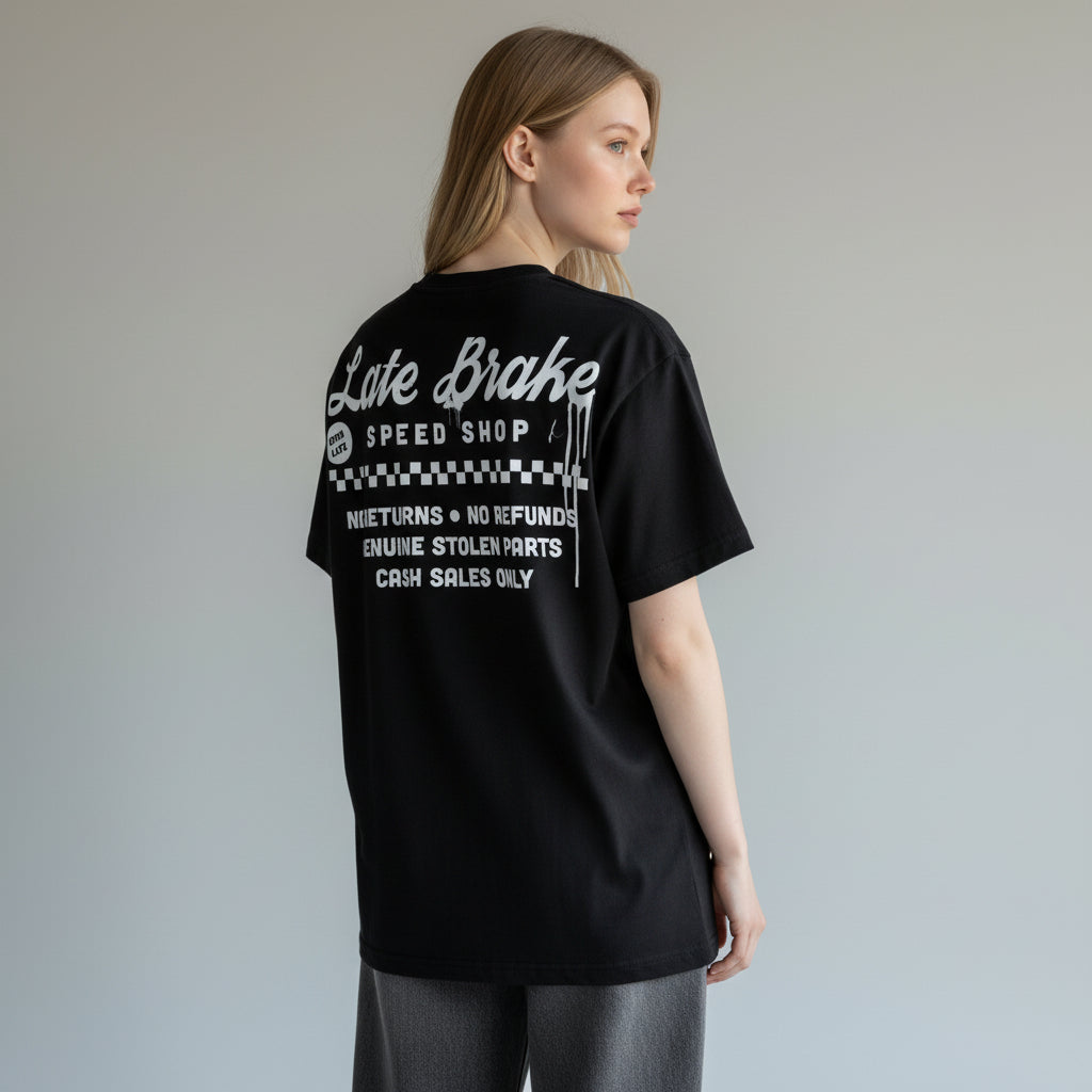 Late Brake Speed Shop T-Shirt Black