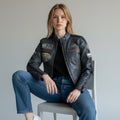 Aviatrix Racing Biker Jacket Charcoal Grey