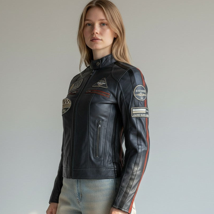 Aviatrix Racing Biker Jacket Charcoal Grey