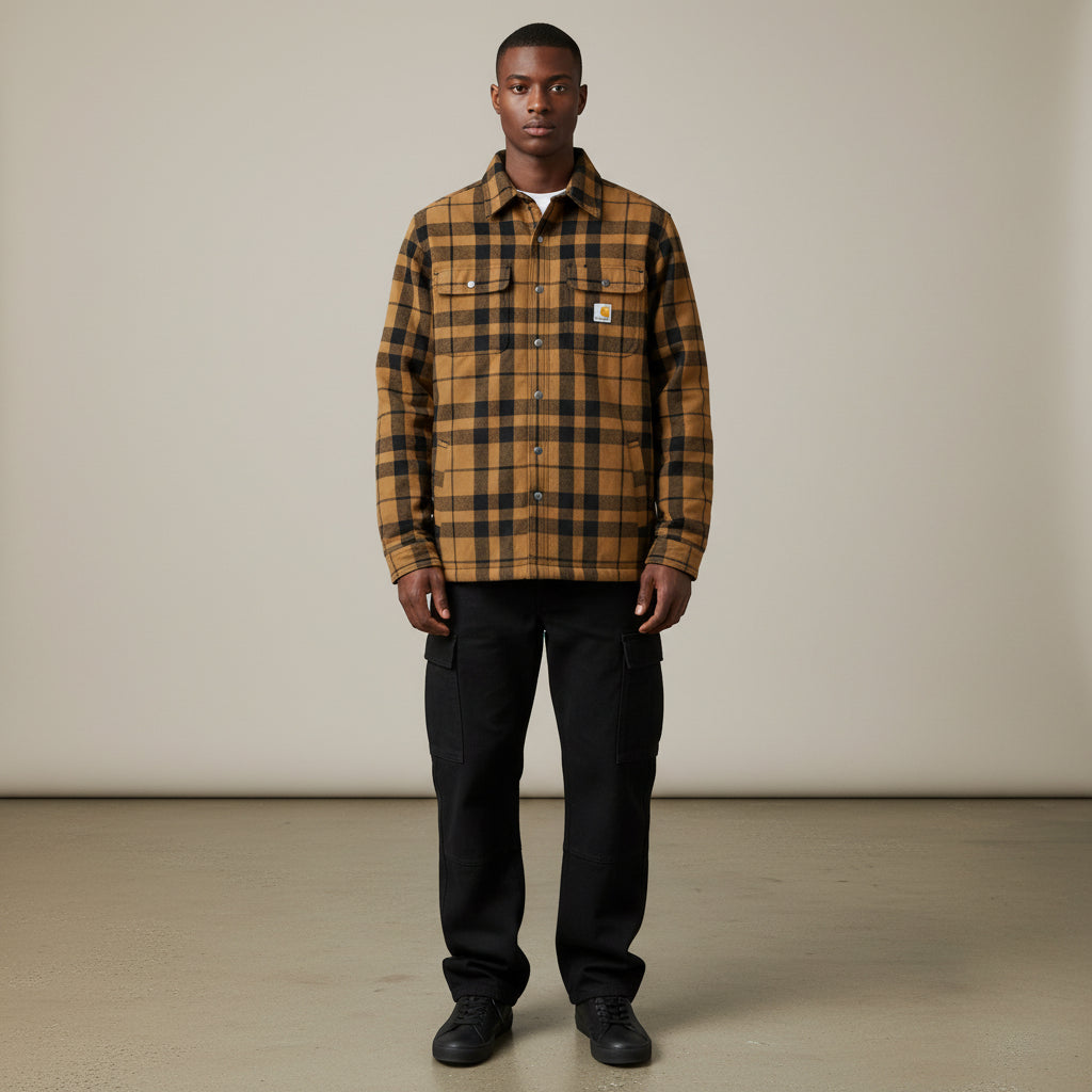 Carhartt Relaxed Fit Flannel Sherpa-Lined Shirt Jacket