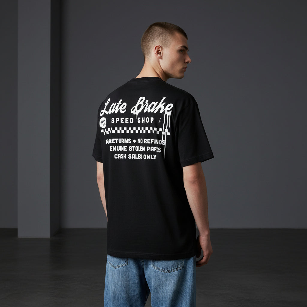 Late Brake Speed Shop T-Shirt Black