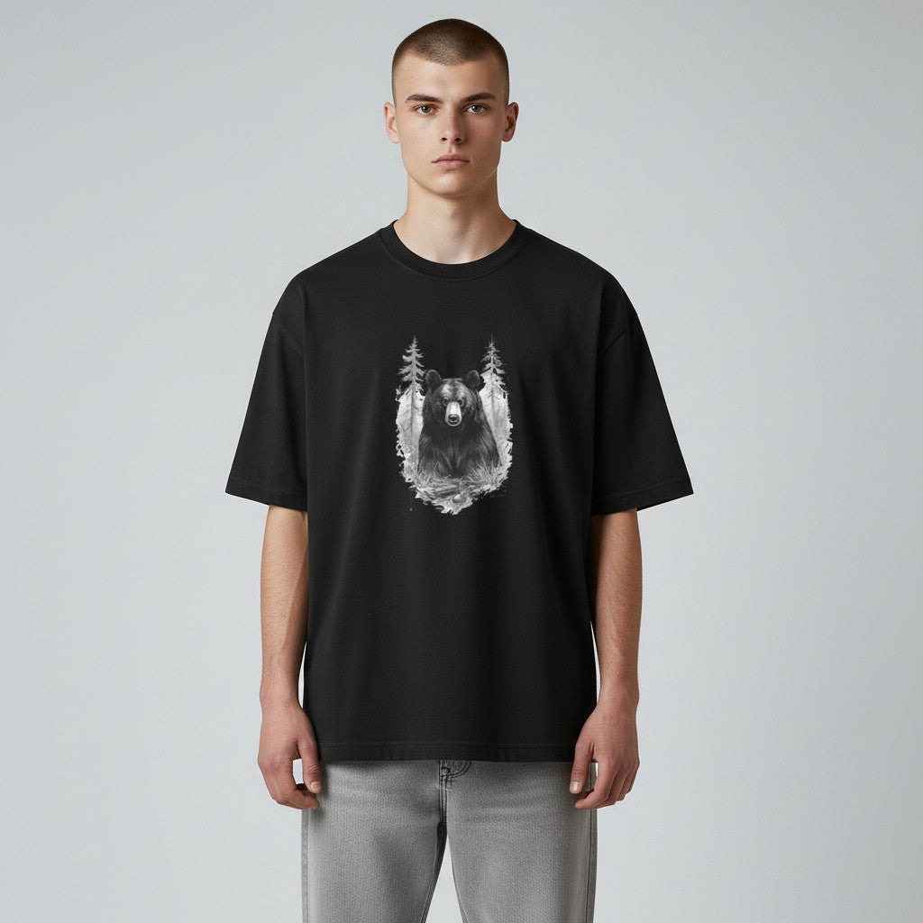 Brag Vintage Unisex Mountain Bear T-Shirt Black