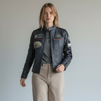 Aviatrix Racing Biker Jacket Charcoal Grey