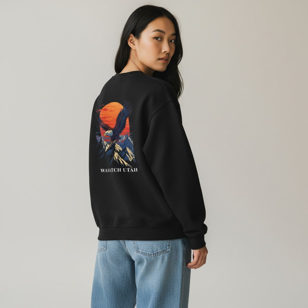 Brag Vintage Wasatch Utah Eagle Sweatshirt Black